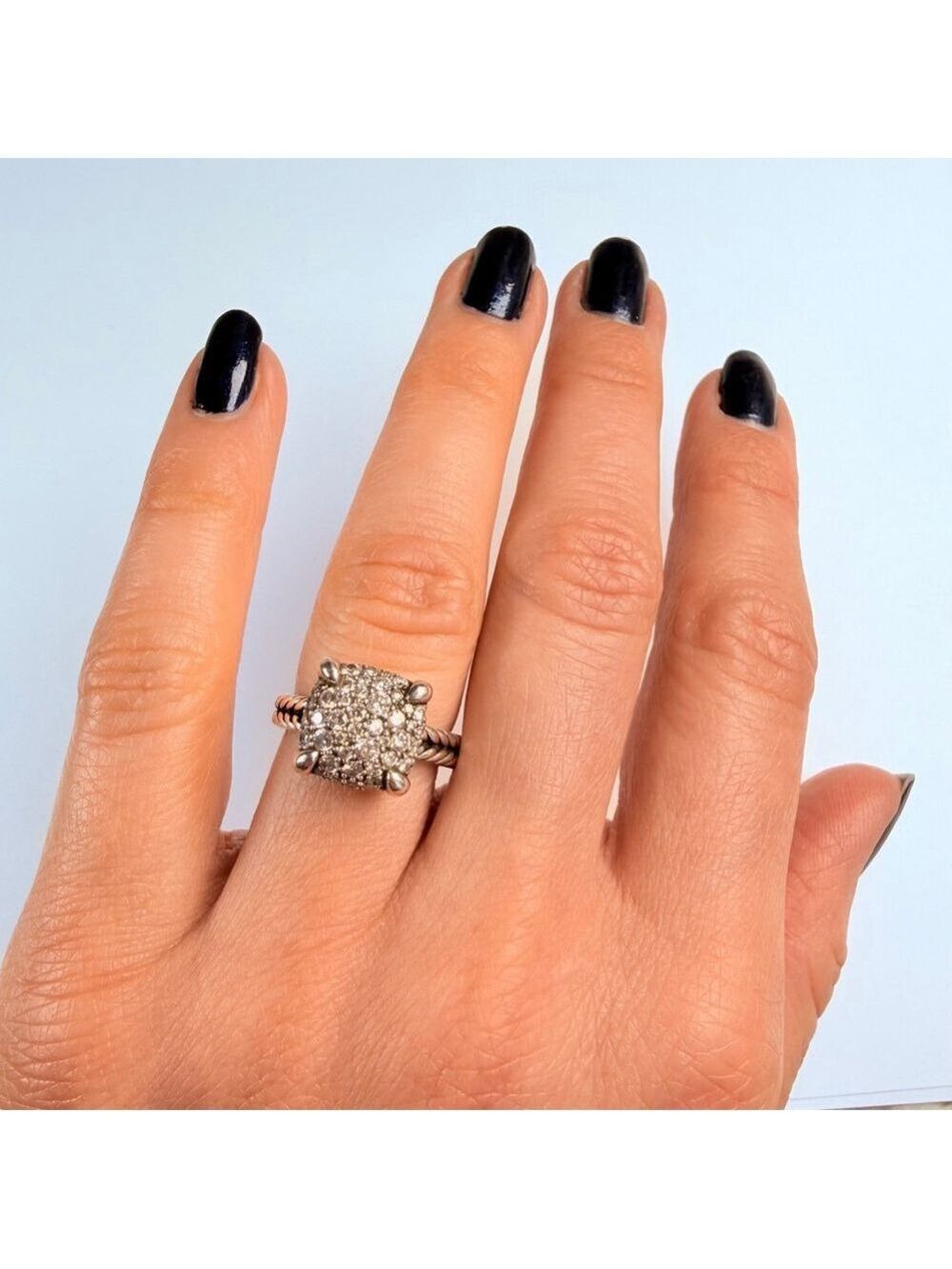 Authentic David Yurman Pave Diamond Chatelaine 925 Sterling Silver Ring $2300 - Picture 11 of 13